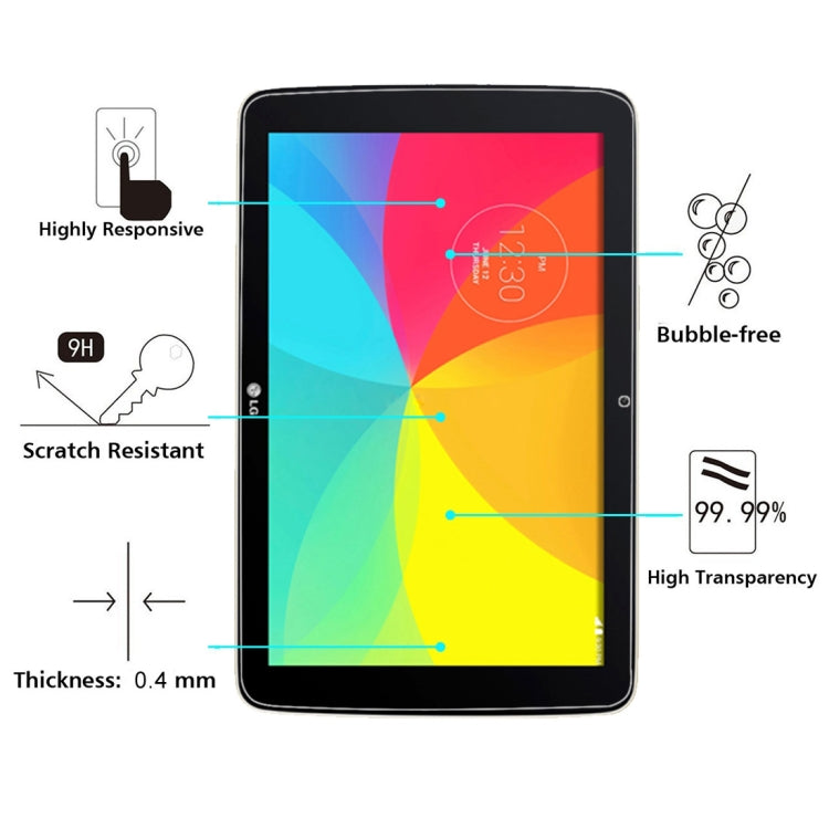 0.4mm 9H+ Surface Hardness 2.5D Explosion-proof Tempered Glass Film for LG G Tablet 10.1 / V700