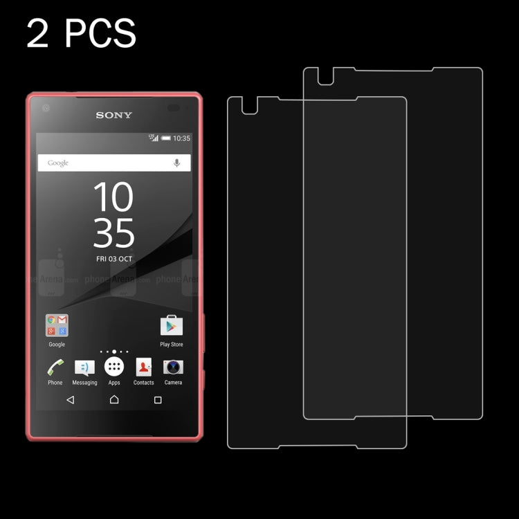 2 PCS for Sony Xperia Z5 Compact 0.26mm 9H Surface Hardness 2.5D Explosion-proof Tempered Glass Screen Film