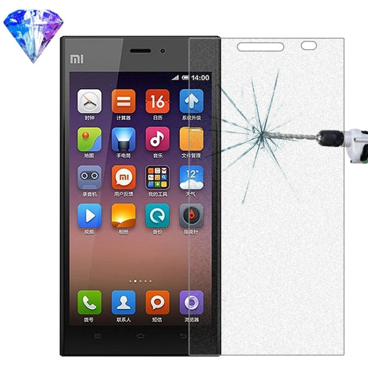 LOPURS Silver Diamond 0.26mm 9H+ Surface Hardness 2.5D Explosion-proof Tempered Glass Film for Xiaomi Mi 3