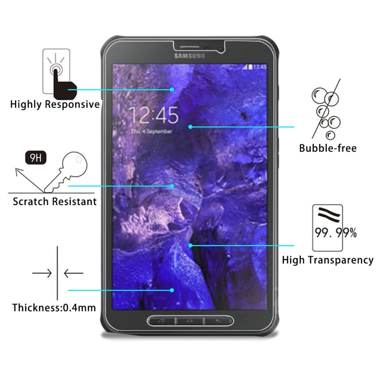 0.4mm 9H+ Surface Hardness 2.5D Explosion-proof Tempered Glass Film for Galaxy Tab Active / T360
