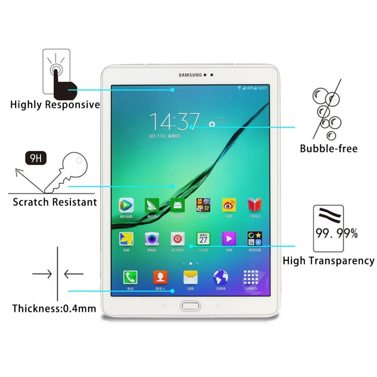 75 PCS 0.4mm 9H Surface Hardness Explosion-proof Tempered Glass Film for Galaxy Tab S2 9.7 / T810 / T815