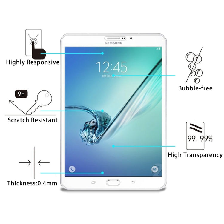 75 PCS 0.4mm 9H+ Surface Hardness 2.5D Explosion-proof Tempered Glass Film for Galaxy Tab S2 8.0 / T710 / T715