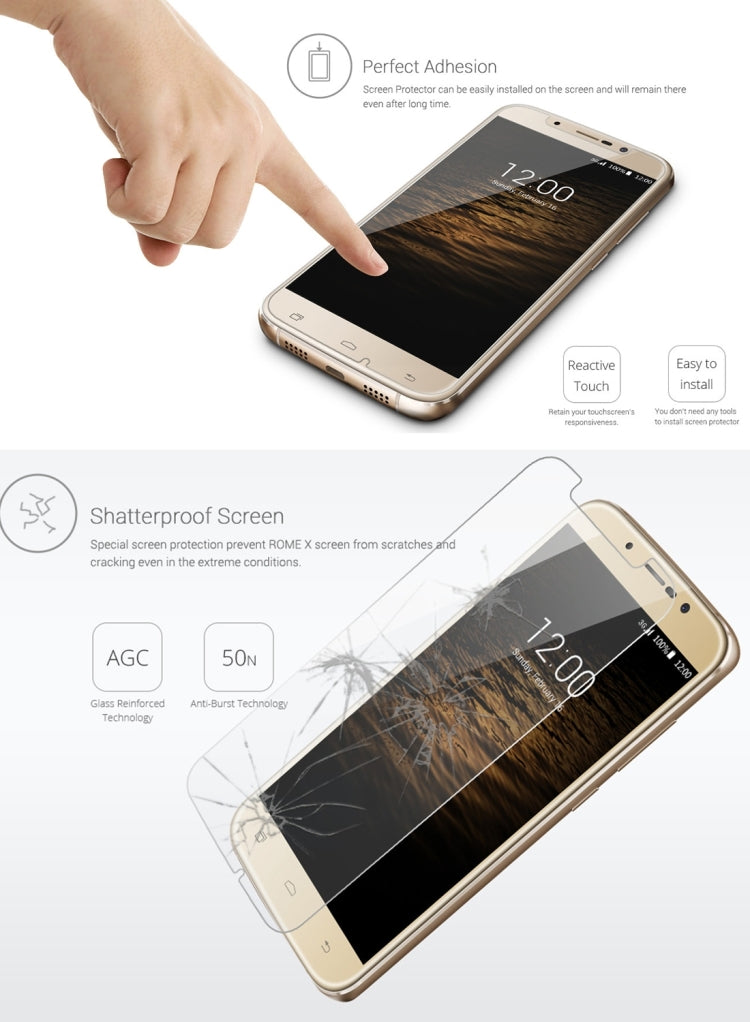 0.33mm 9H Surface Hardness Explosion-proof Tempered Glass Screen Film for UMI ROME X