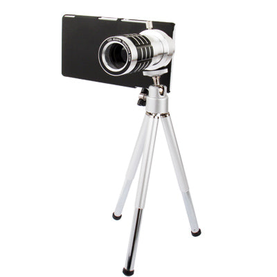 12X Optical Zoom Mobile Phone Telescope Circumscribing Lens with Tripod + Plastic Case for Sony Xperia Z / L36h(Silver)