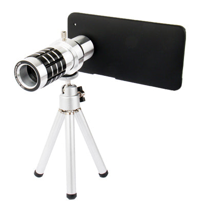 12X Optical Zoom Mobile Phone Telescope Circumscribing Lens with Tripod + Plastic Case for HTC One / M7