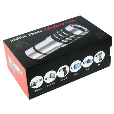 12X Optical Zoom Mobile Phone Telescope Circumscribing Lens with Tripod + Plastic Case for HTC One / M7