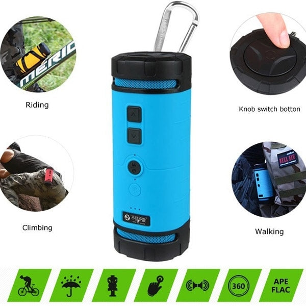 Portable Outdoor Waterproof Shockproof Anti-scratch Bluetooth Stereo Audio Sound Speaker with Hook for iPhone / Samsung / HTC, Support Hands-free
