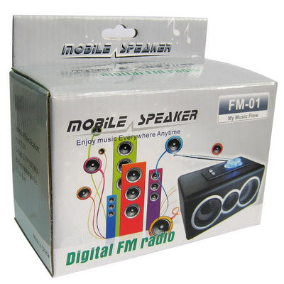 Mobile speaker with FM Radio, Built in Rechargeable Li-ion Battery(Black)