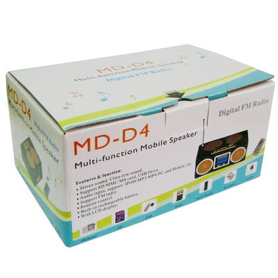 Multi-function Mobile Speaker with FM Radio, Card reader, built in Rechargeable Li-ion Battery
