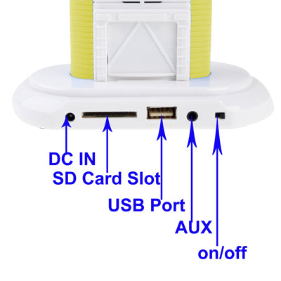 Di Wang Building Style Mobile Multimedia 3D Stereo Sound USB MP3 Speaker, Supports USB Flash Disk and SD Card (T-1016), Yellow(Yellow)