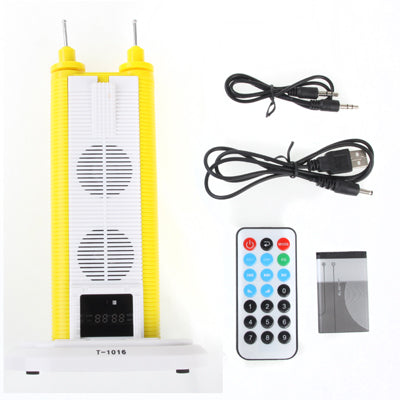 Di Wang Building Style Mobile Multimedia 3D Stereo Sound USB MP3 Speaker, Supports USB Flash Disk and SD Card (T-1016), Yellow(Yellow)