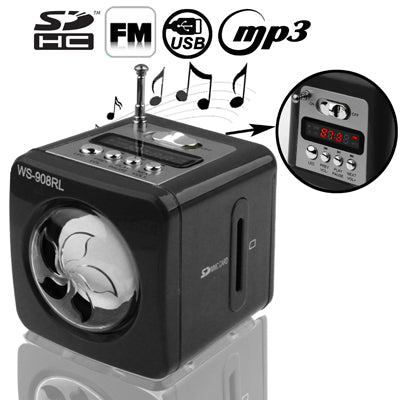 Portable Multi-function Speaker with LCD Display / Colorful LED Lights / 1xLED Torch, Support SD Card / U Disk Reader & FM Radio Function, Built-in Rechargeable Battery