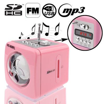 Portable Multi-function Speaker with LCD Display / Colorful LED Lights / 1xLED Torch, Support SD Card / U Disk Reader & FM Radio Function, Built-in Rechargeable Battery