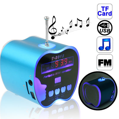 Apple Style with Blue LED Light LCD Screen Display Speaker, Support FM / TF card & U Disk Reader