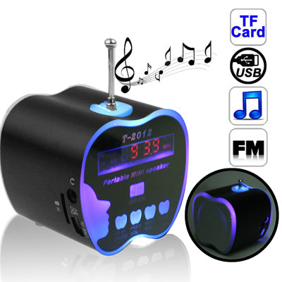 Apple Style with Blue LED Light LCD Screen Display Speaker, Support FM / TF card & U Disk Reader