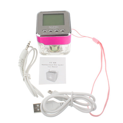 Transparent Acrylic 1.5 inch LCD Screen Display Speaker with Colorful LED Lights / Time, Support FM / TF card & U Disk Reader