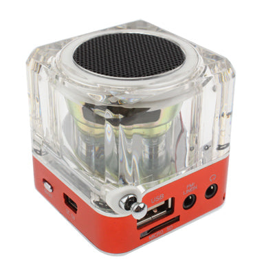 Transparent Acrylic 1.5 inch LCD Screen Display Speaker with Colorful LED Lights / Time, Support FM / TF card & U Disk Reader