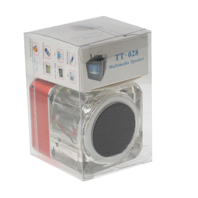 Transparent Acrylic 1.5 inch LCD Screen Display Speaker with Colorful LED Lights / Time, Support FM / TF card & U Disk Reader