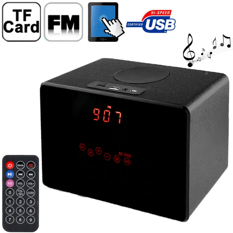 Portable Digital Touch Screen Speaker with FM Radio and Remote Controller, Support TF Card, Compatible with MP3 / MP4 / iPad / iPod / iPhone / PSP / Computer PC / Network, KR-7400 (Black)