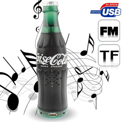Coke Bottle Shape Card Reader Speaker with FM Radio, Support
