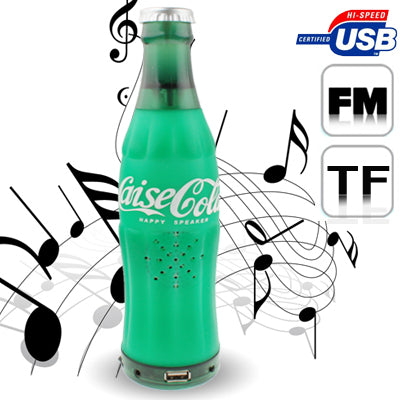 Coke Bottle Shape Card Reader Speaker with FM Radio, Support