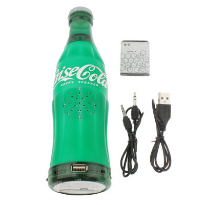 Coke Bottle Shape Card Reader Speaker with FM Radio, Support
