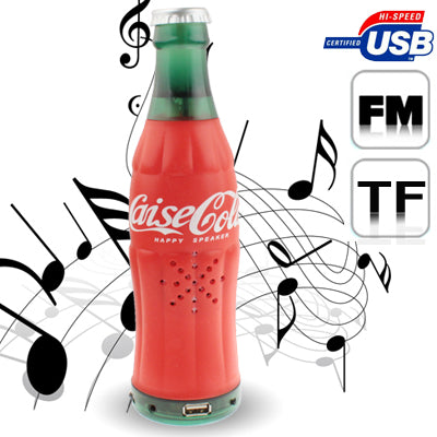 Coke Bottle Shape Card Reader Speaker with FM Radio, Support