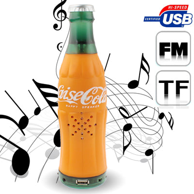 Coke Bottle Shape Card Reader Speaker with FM Radio, Support