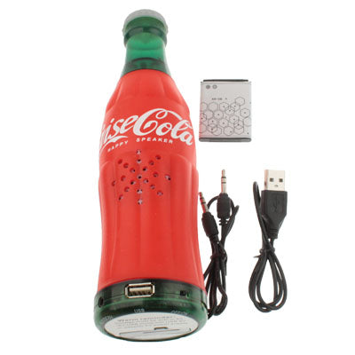 Coke Bottle Shape Card Reader Speaker with FM Radio, Support