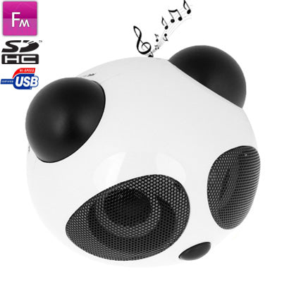 Panda Style Mini Stereo Speaker, Built-in Rechargeable Battery, Work with iPod / Notebook / MP3 (Black)