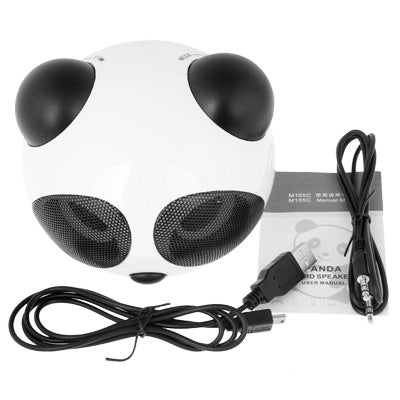 Panda Style Mini Stereo Speaker, Built-in Rechargeable Battery, Work with iPod / Notebook / MP3 (Black)