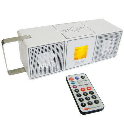Mini digital audio with remote control, Built in 2GB Memory, Support music play, clock display, music alarm, FM radio, computer audio function(White)