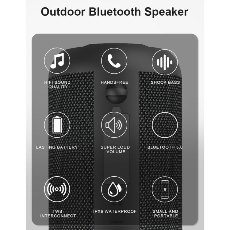 BD18 IPX6 Waterproof Bluetooth 5.0 Mesh Bluetooth Speaker with Micro SD Card Slot & 3.5mm AUX Interface & USB Interface, Support Hands-free Call & Power Bank(Red)
