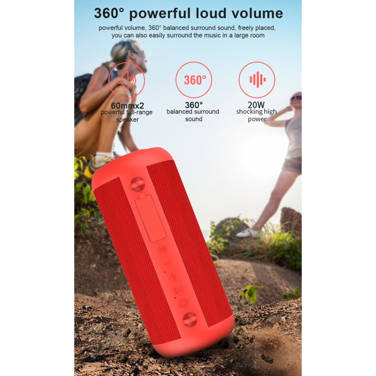 BD18 IPX6 Waterproof Bluetooth 5.0 Mesh Bluetooth Speaker with Micro SD Card Slot & 3.5mm AUX Interface & USB Interface, Support Hands-free Call & Power Bank(Red)
