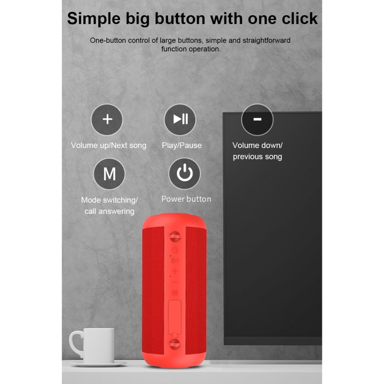 BD18 IPX6 Waterproof Bluetooth 5.0 Mesh Bluetooth Speaker with Micro SD Card Slot & 3.5mm AUX Interface & USB Interface, Support Hands-free Call & Power Bank(Red)