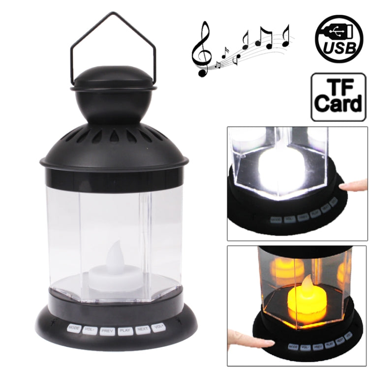 Multifunction Touch Control Music Speaker LED Lantern Support TF Card(Black)