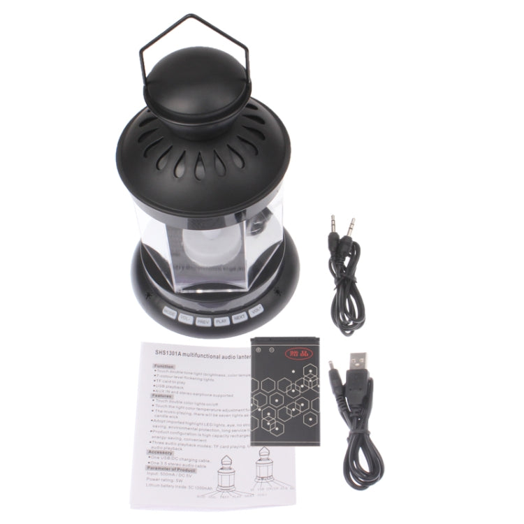 Multifunction Touch Control Music Speaker LED Lantern Support TF Card(Black)