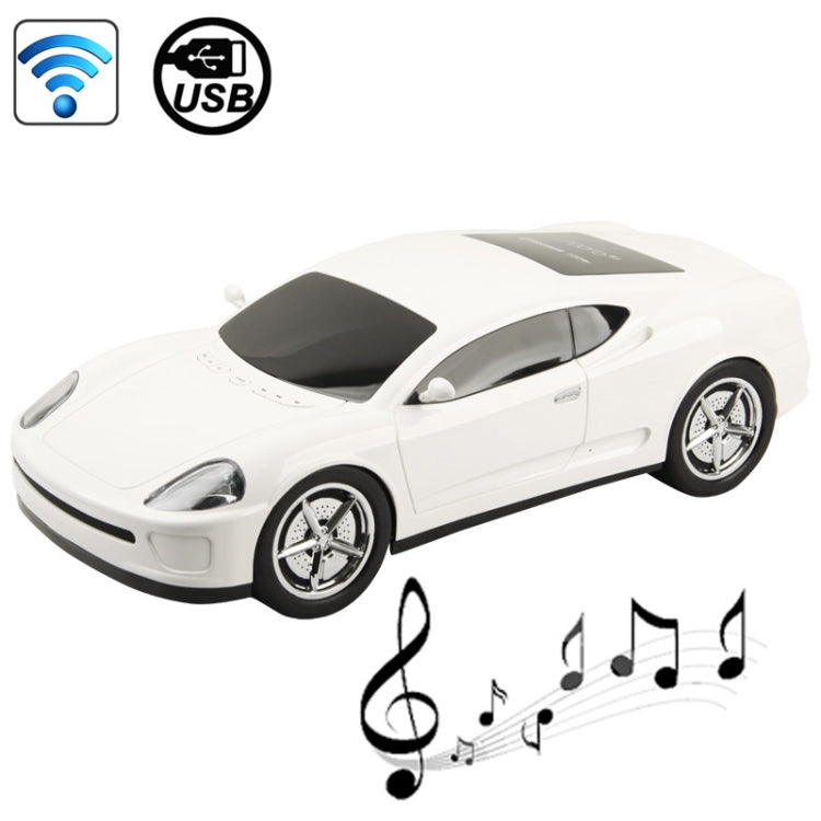 B1 Car Shape Bluetooth Stereo Speaker Support USB Flash Driver / AUX-input / Mode Indicator(White)