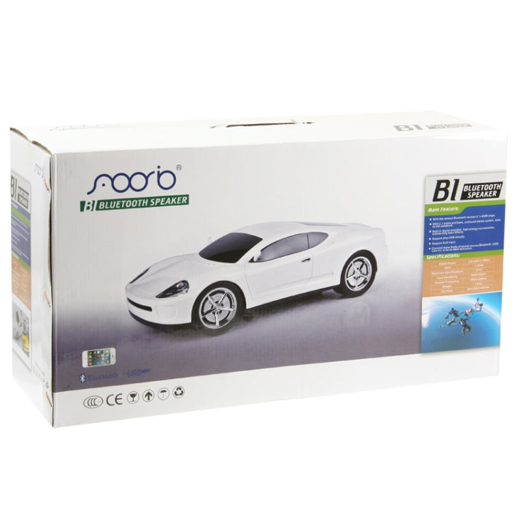 B1 Car Shape Bluetooth Stereo Speaker Support USB Flash Driver / AUX-input / Mode Indicator(White)