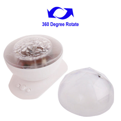 2 in 1 Multicolor Diamond Light Ocean Projection Lamp + Speaker(White)