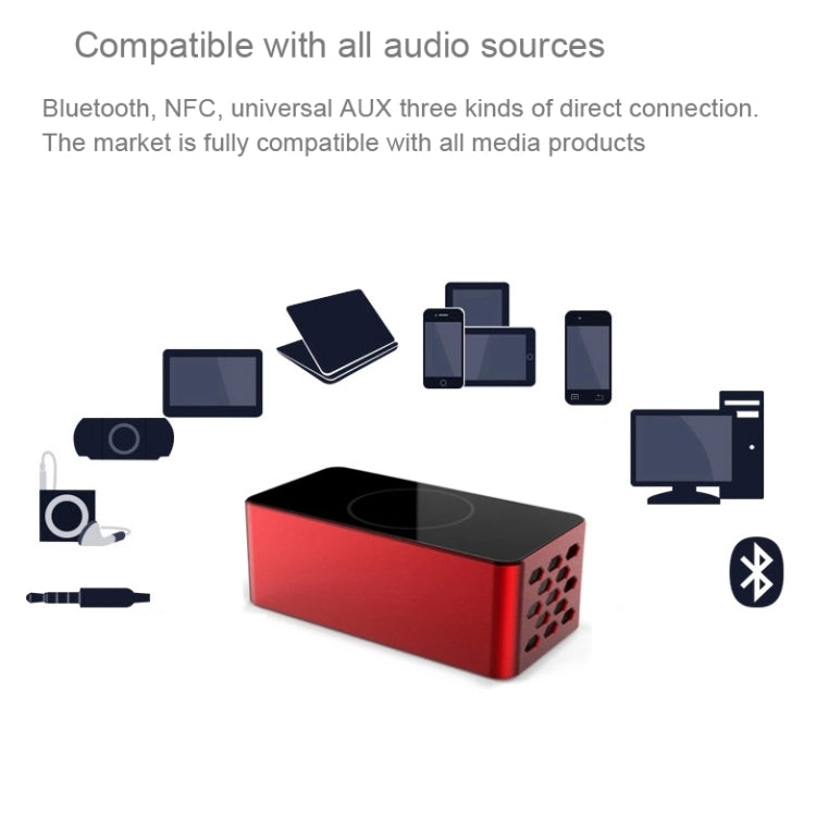 KR-8200 Brick Style NFC Portable Bluetooth Touch Speaker with Hands-free Call(Red)