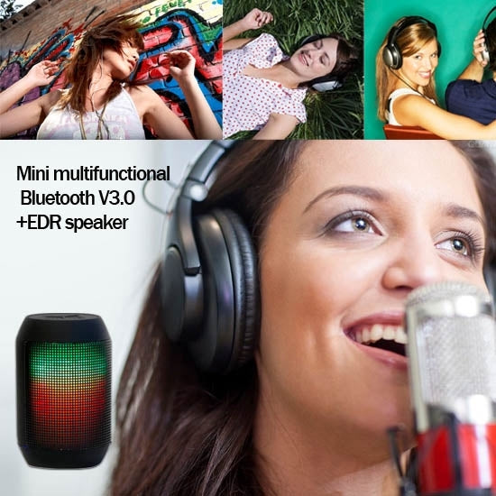 Mini LED Pulse Bluetooth Speaker with Built-in LED Light Show & Mic, Support Hands-free Function, For iPhone, Galaxy, Sony, Lenovo, HTC, Huawei, Google, LG, Xiaomi, other Smartphones and all Bluetooth Devices