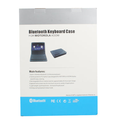 2 in 1 Bluetooth Keyboard + Folding Leather Tablet Case for Motorola XOOM(Black)