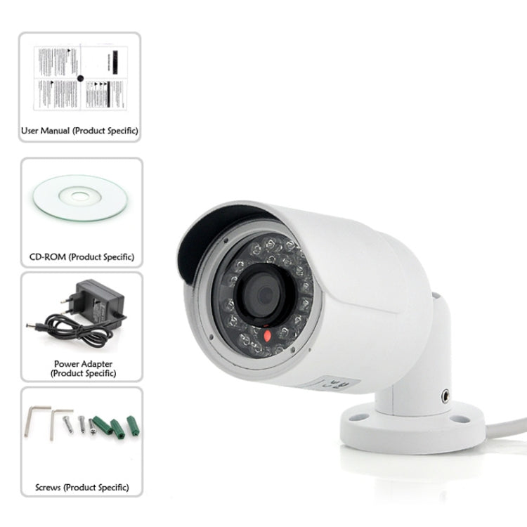 H.264 Wired LED Infrared 720P Waterproof Focusing IP Camera, Motion Detection / Privacy Mask and 20m IR Night Vision(White)