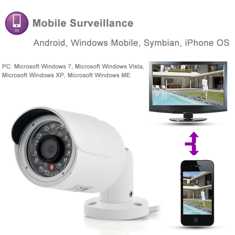 H.264 Wired LED Infrared 720P Waterproof Focusing IP Camera, Motion Detection / Privacy Mask and 20m IR Night Vision(White)