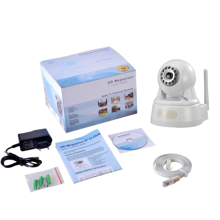 IPCC-H01W H.264 Wireless Infrared IP Camera, 720P 3.6mm Lens 1.0 Megapixel Pan / Tilt Plug and Play Wireless With TF / Micro SD Memory Card Slot, IR Night Vision 2-Way Audio Indoor IP Camera(White)