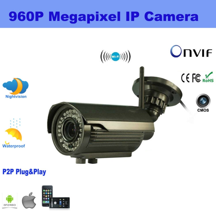 IPCC-B14L H.264 960P Wireless Wifi 40m IR Night Vision Waterproof Outdoor IP Bullet Camera(Black)