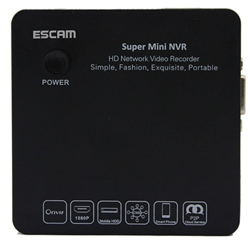 ESCAM K104 Onvif 4 Channel 1080P/960P/720P Mini Portable Video Recorder NVR(Black)