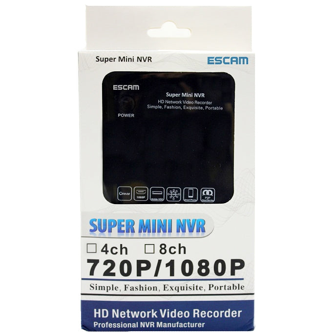 ESCAM K104 Onvif 4 Channel 1080P/960P/720P Mini Portable Video Recorder NVR(Black)