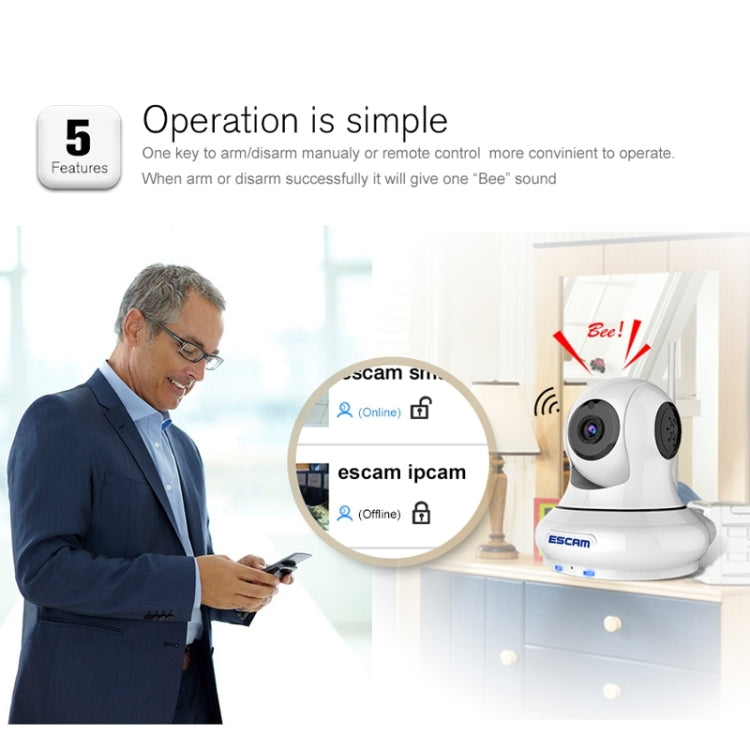 ESCAM QF500 HD 720P 1.0MP Pan / Tilt H.264 P2P 3.6mm WiFi IR-Dome Camera, Dual IR-CUT Filter, IR Distance: 10m